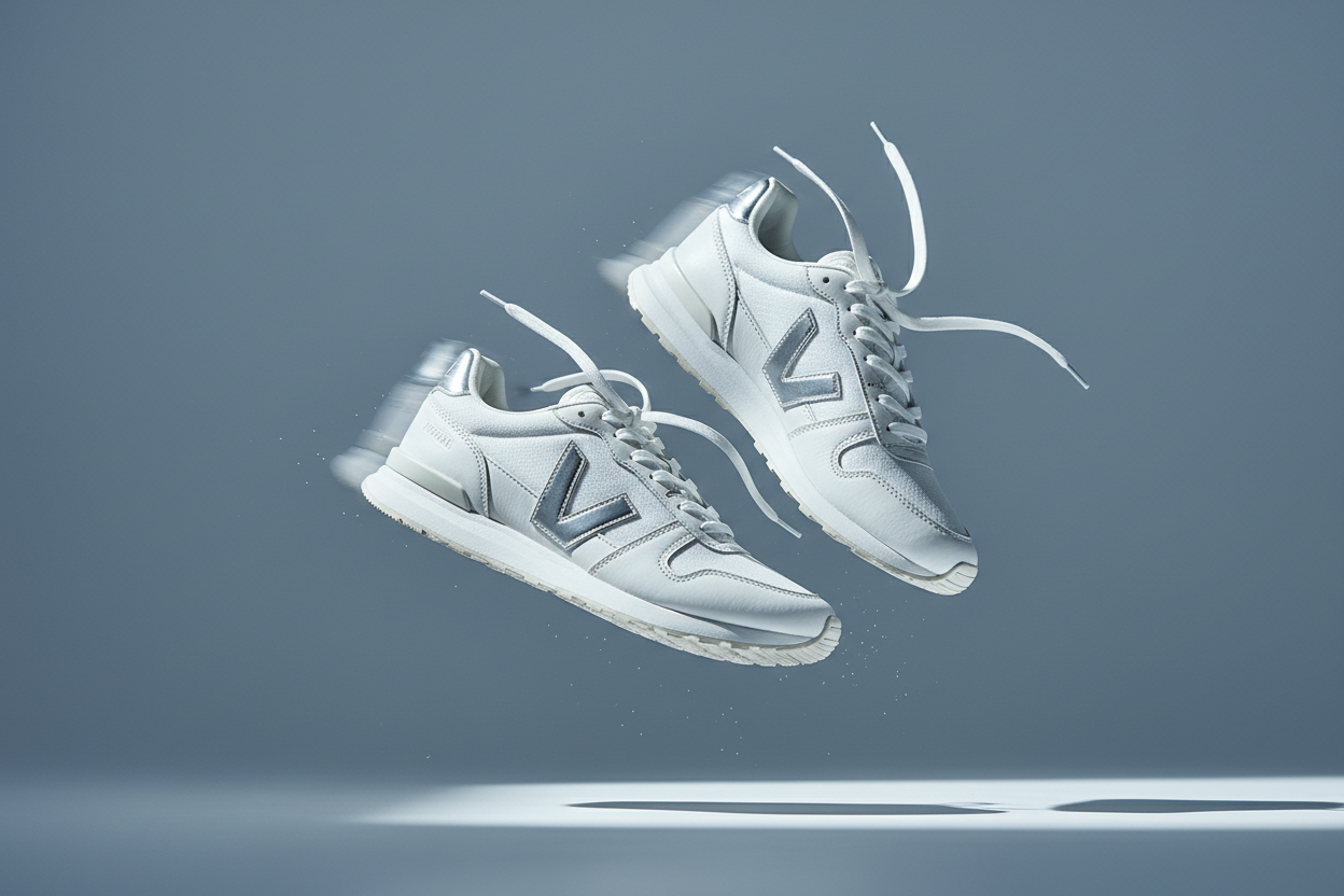 dynamic studio photo of veja sneakers , minimal blue-grey background, soft daylight, subtle motion blur, focus on energy and movement, premium sports editorial aesthetic, clean and modern composition --ar 3:2 --seed 10 --v 6
